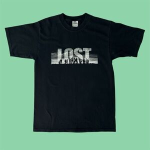 Y2K Lost TV Series Short Sleeve Graphic Shirt Black Medium